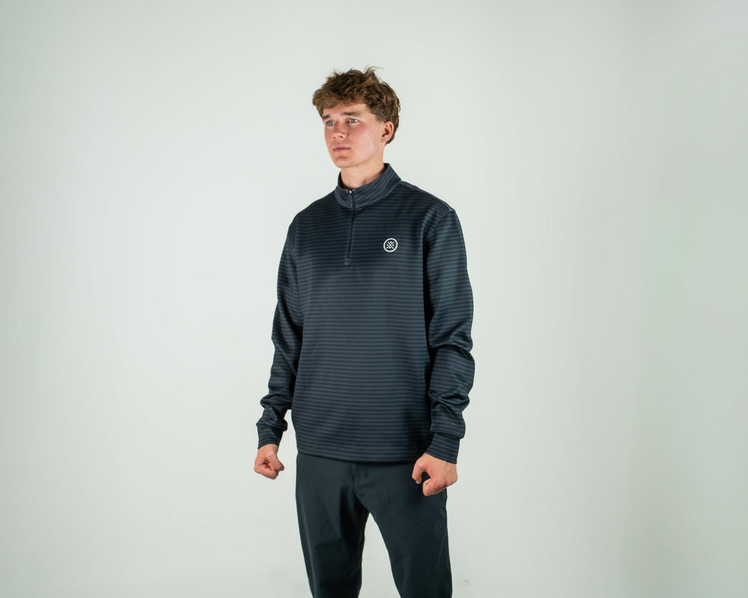 Black Stripe Quarter Zip - Axxa golf