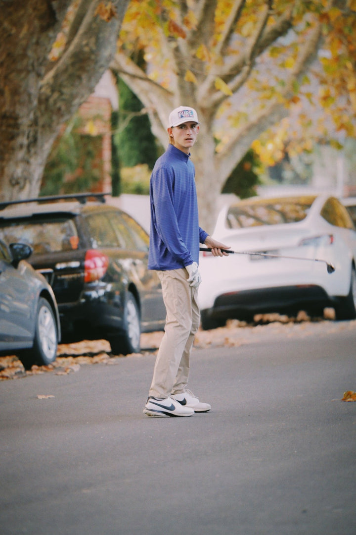 Blue Stripe Quarter Zip - Axxa golf
