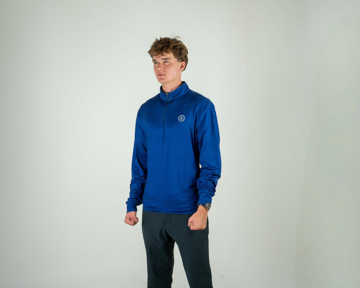 Blue Stripe Quarter Zip - Axxa golf